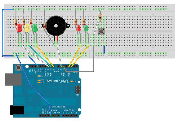 Schematic for Arduino traffic ligths